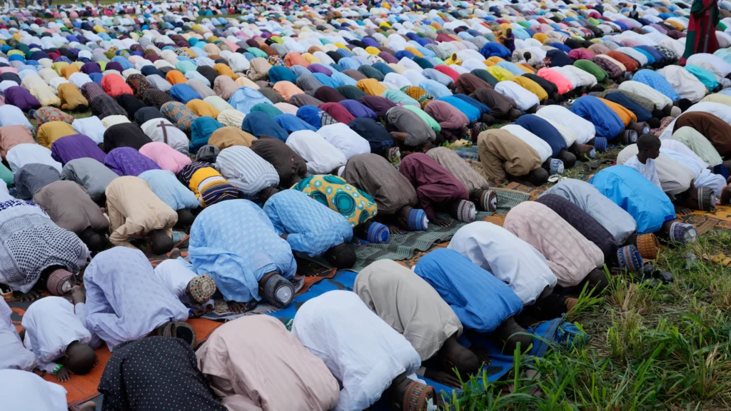 Muslims Observing Eid Prayers Together